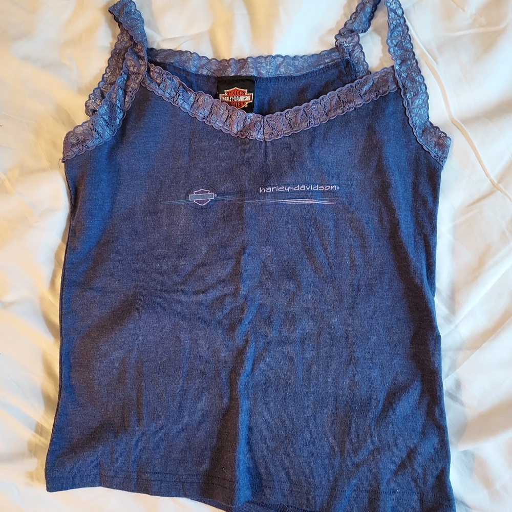 Harley-Davidson Bluish Purple Lace Trim Tank Top
